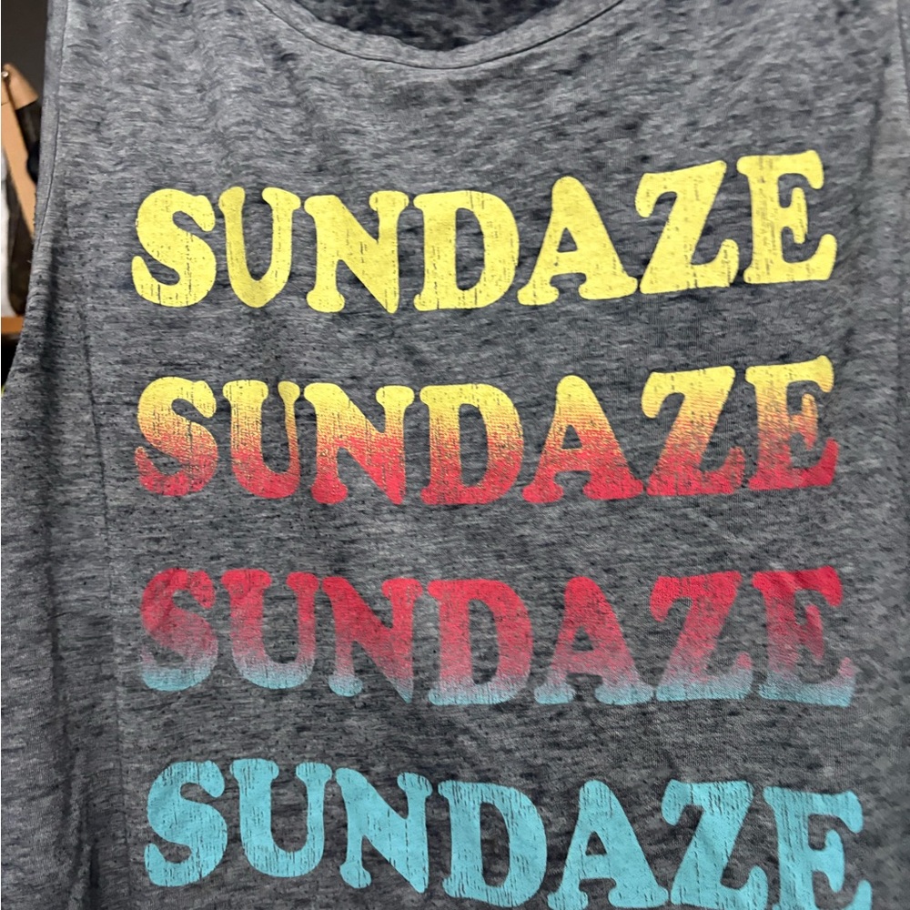 Maurices Gray Muscle Tee with Colorful Print - Picture 2 of 3